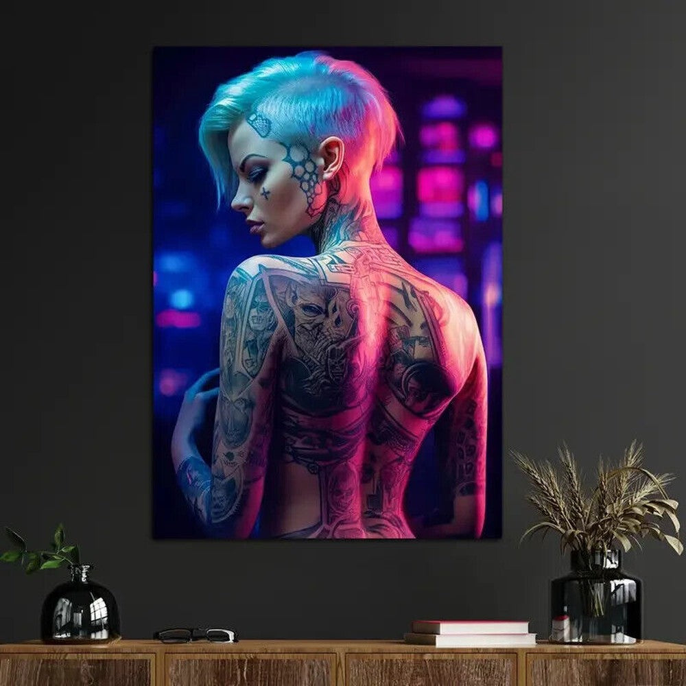 Stunning Topless Girl with Tattoos Canvas Art Print 16" x 24" Wall Art Home & Garden:Home Décor:Posters & Prints Style Your Walls